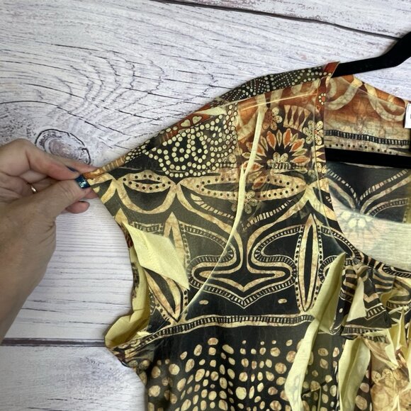 Chico's Top Size XL (16) Rhinestones Ruffles Fall Floral Fairy BOHO Whimsical - Picture 8 of 13